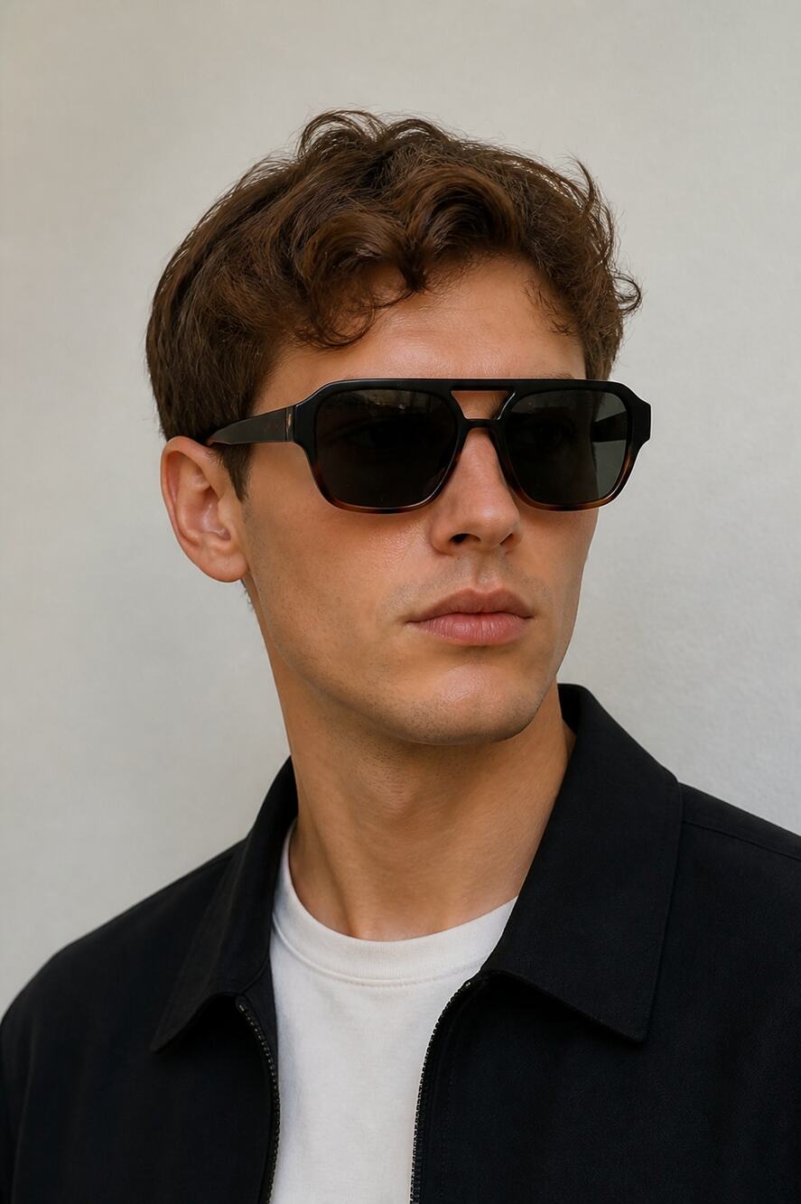 Unbranded Black and Brown Rectangular Sunglasses
